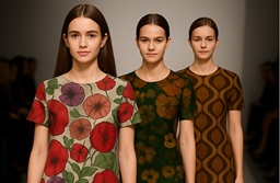 3 modellen in Bottger stoffen