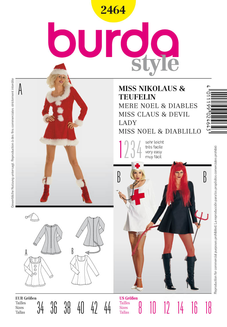 Kerstvrouw, verpleegster en duivelin (34-44) Burda 2464 -  Patronen - multi