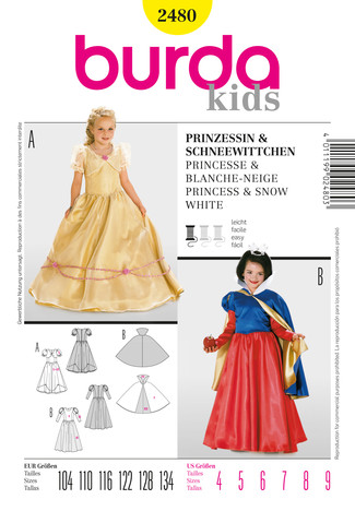 Sneeuwwitje en prinses (maat 104-134) Burda 2480 -  Patronen - multi