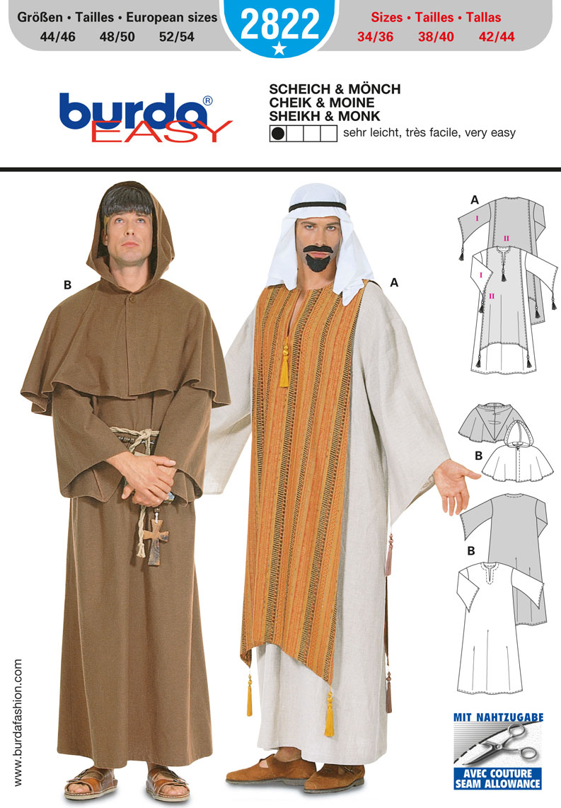 Sjeik en monnik (maat 44/46-52/54) Burda 2822 -  Patronen - multi