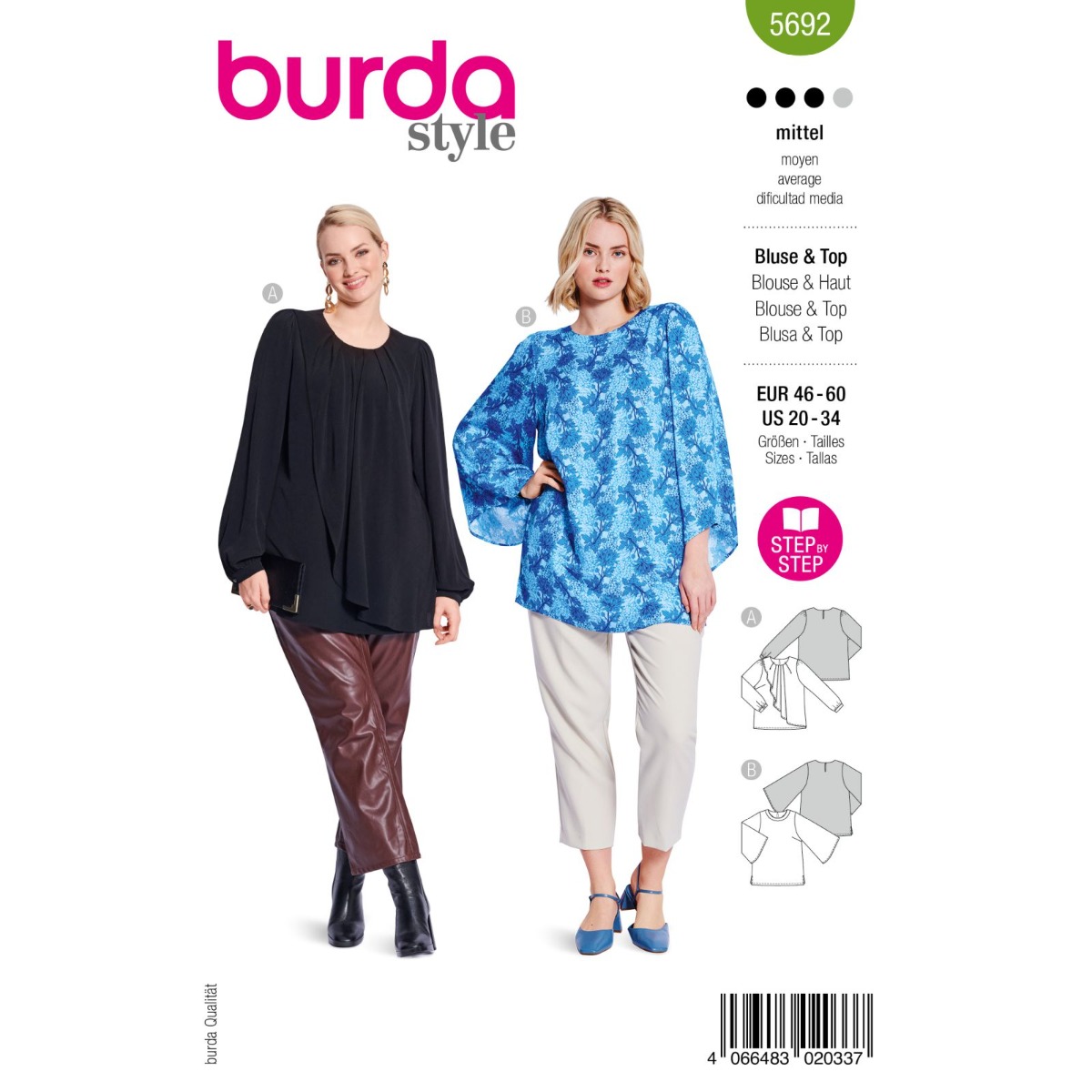 Blouse (maat 46-60) Burda 5692 -  Patronen - multi