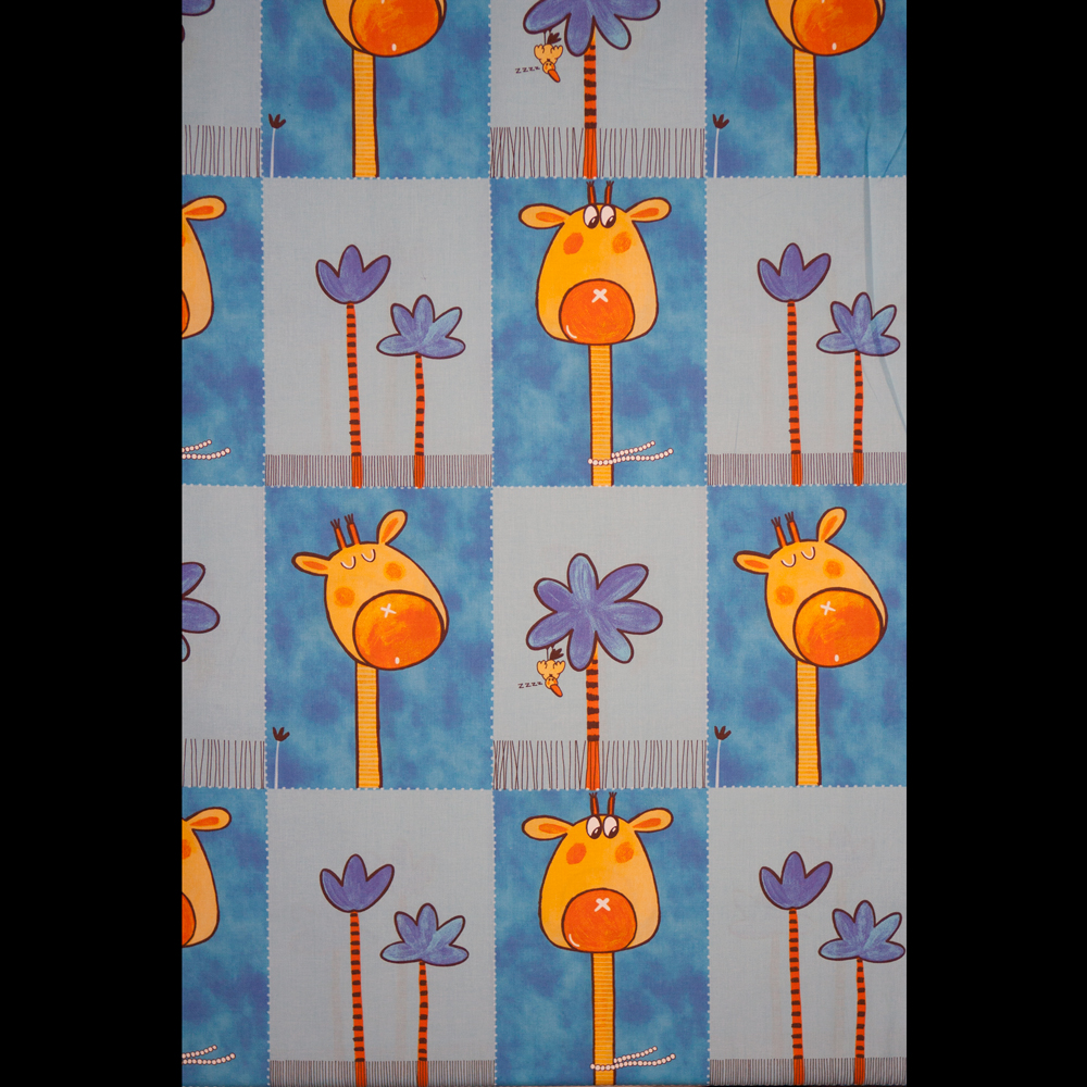 barnabe blauw katoen met giraffen bedrukt - katoen Stoffen - blauw - 160 cm breed