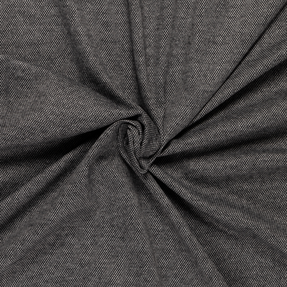 zwart grijs wol blend tweed jersey