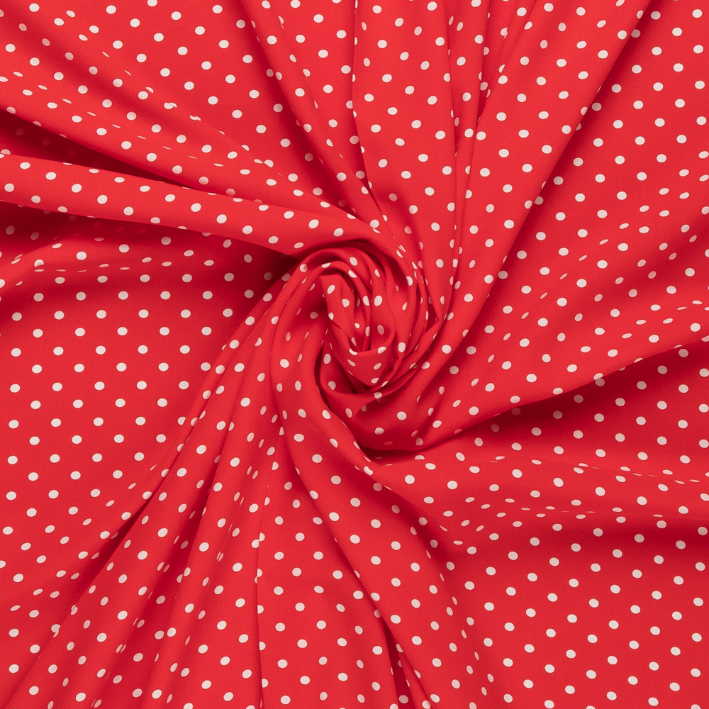 rood viscose poplin met wit stip dessin