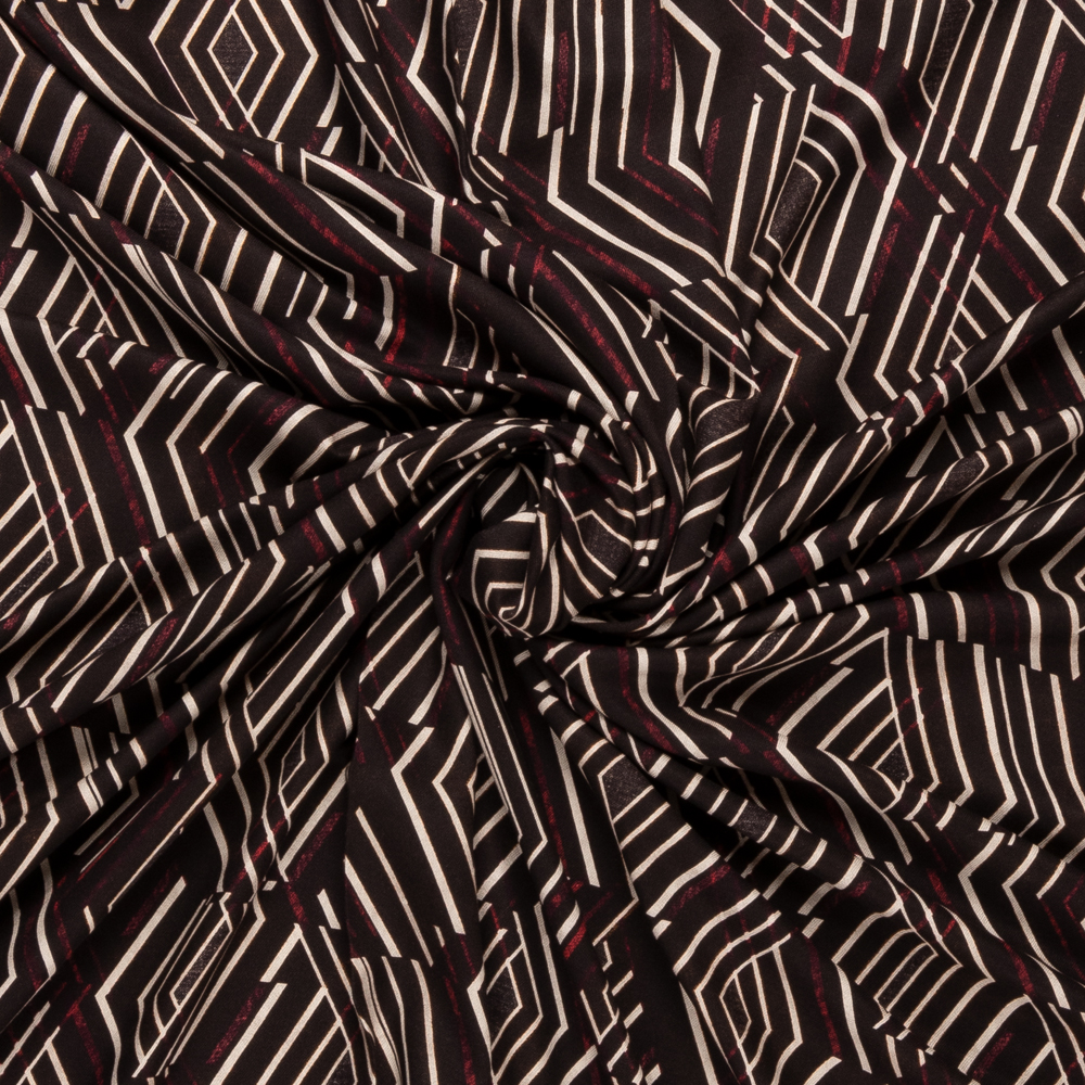 aubergine viscose met room cerise abstract dessin italiaans import