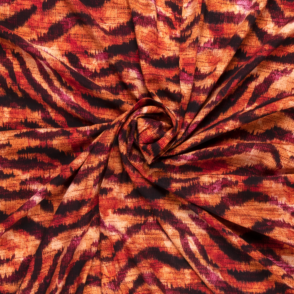 cerise rood oranje zwart animal dessin viscose poplin