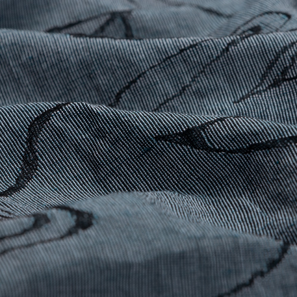 Blauw wit gemeleerd linnen katoen jacquard stofItaliaans import - half linnen Stoffen - blauw - 140 cm breed