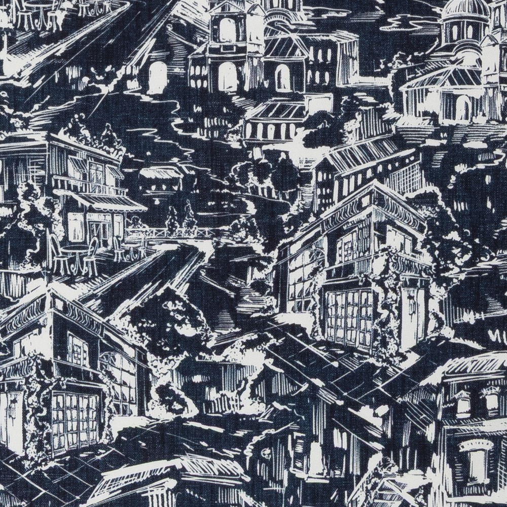 Blauw wit bedrukt stretch satijnkatoen stof Italiaans import - katoen Stoffen - blauw - 145 cm breed