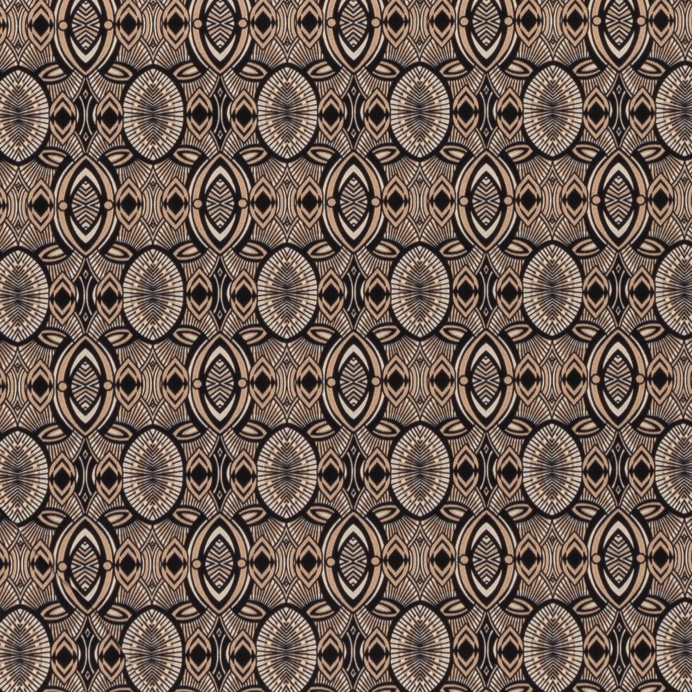 Beige satijnkatoen stof met strech abstract bedrukt Italiaans import - katoen Stoffen - beige - 140 cm breed