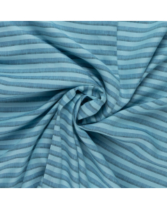 turquoise linnen stof met konings blauwe streep Italiaans import