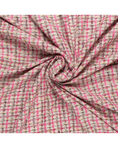 beige fuchsia geel geruit couture bouclé stof