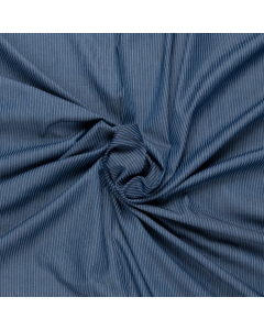 Blauw gestreept viscose mix chambray stof Italiaans import