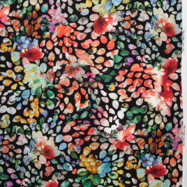 Böttger Stoffenwinkel - multicolor gebloemd bedrukt stretch zijde satijn Italiaans import - 52968