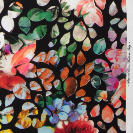 Böttger Stoffenwinkel - multicolor gebloemd bedrukt stretch zijde satijn Italiaans import - 52968