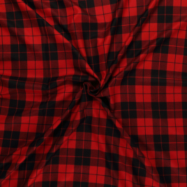 Böttger Stoffenwinkel - zwart rood geruit zuiver scheerwol italiaans import - 53122