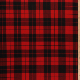 Böttger Stoffenwinkel - zwart rood geruit zuiver scheerwol italiaans import - 53122