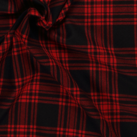 Böttger Stoffenwinkel - zwart rood fijn geruit zuiver scheerwol italiaans import - 53123