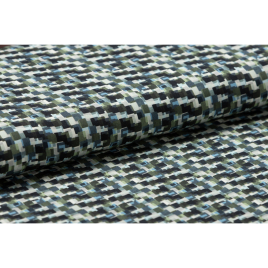 Böttger Stoffenwinkel - blauw mos zwart viscose met abstract blokjes dessin  - 58832
