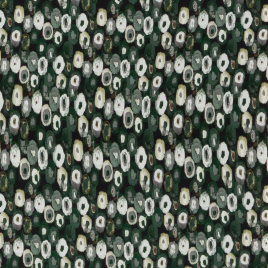 Böttger Stoffenwinkel - zwart viscose met groen grijs bruin abstract cirkel dessin  - 58891