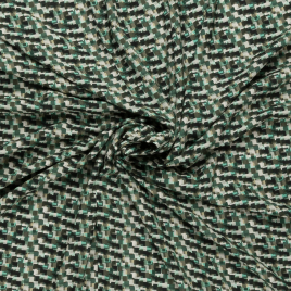 Böttger Stoffenwinkel - mint mos zwart viscose met abstract blokjes dessin  - 58892