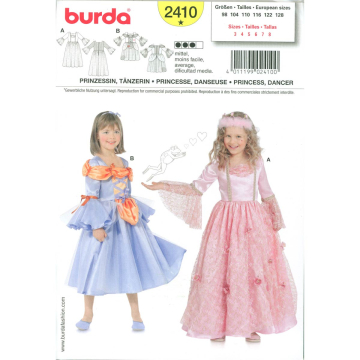 prinses en danseres (maat 98-128) Burda 2410