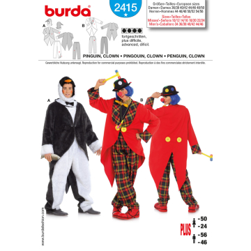 clown en pinguïn (maat 36/38-48/50) Burda 2415