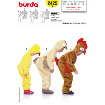 kuiken, kip en haan (maat 116-146) Burda 2425