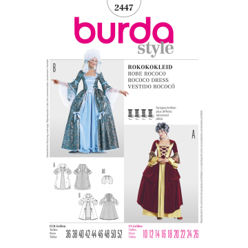rococo jurk (maat 36-52) Burda 2447