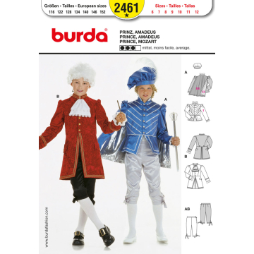 prins en Mozart (maat 116-152) Burda 2461