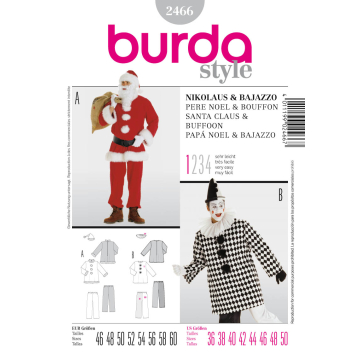 kerstman en pierrot (maat 46-60) Burda 2466
