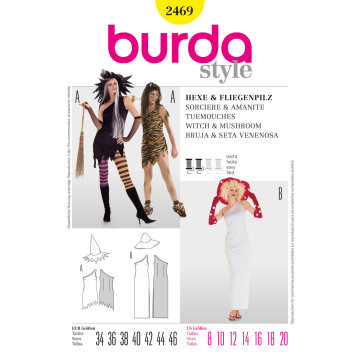 heks, holbewoonster en paddestoel (maat 34-46) Burda 2469