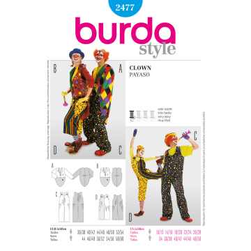 clown (maat 36/38-52/54) Burda 2477