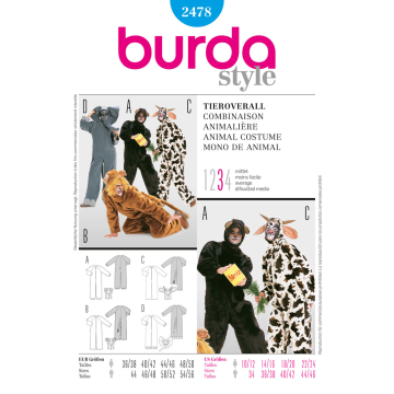 beer, leeuw, doe en olifant (maat 36/38-48/50) Burda 2478