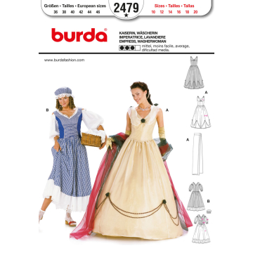 keizerin Sissi en wasvrouw (maat 36-46) Burda 2479