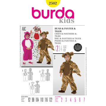 hond, panter en tijger (maat 92-122) Burda 2502