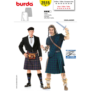 Schotse kilt (46-58) Burda 2515