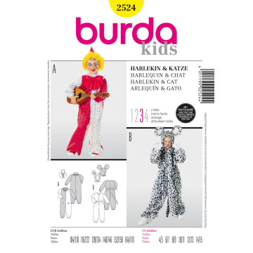 harlekijn en kat (maat 104/110-164/170) Burda 2524