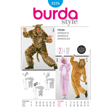 tijger, haas en leeuw (maat 38-48) Burda 3576