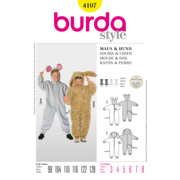 muis en hond (maat 98-128) Burda 4107
