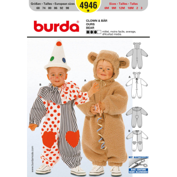 clown en beer (maat 68-98) Burda 4946