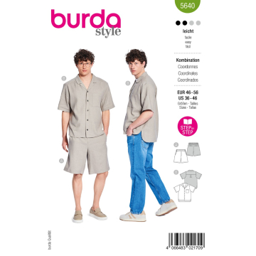 overhemd en short (maat 46-56) Burda 5640