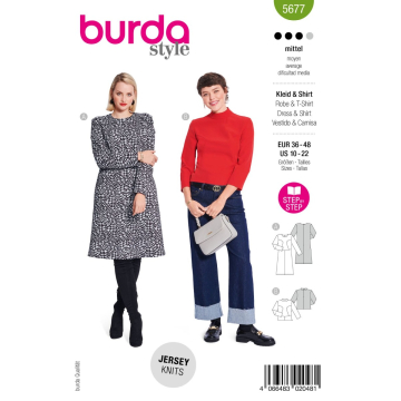jurk en shirt (maat 36-48) Burda 5677