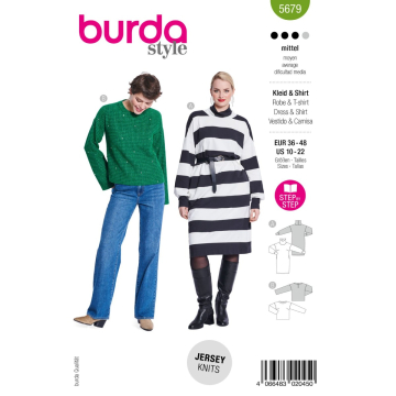 jurk en pullover (maat 36-48) Burda 5679