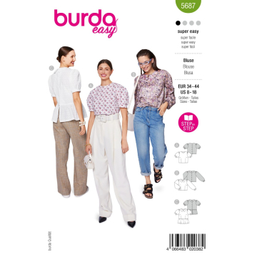 blouse (maat 34-44) Burda 5687