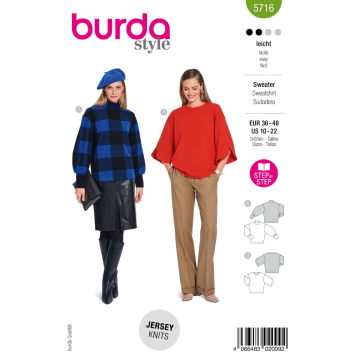 sweatshirt (maat 36-46) Burda 5716