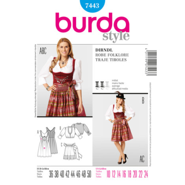 dirndl (maat 36-50) Burda 7443
