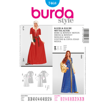 middeleeuwse jurk (maat 36-54) Burda 7468