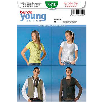 gilet (dames 32-44 en heren 44-54) Burda 7810