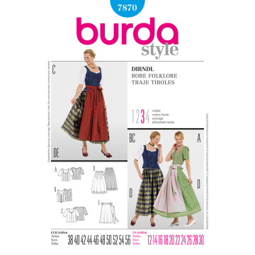dirndl (maat 38-56) Burda 7870
