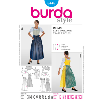 dirndl (maat 38-54) Burda 8448